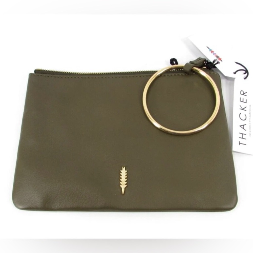 Thacker NY Gia Olive Green  Leather Wristlet